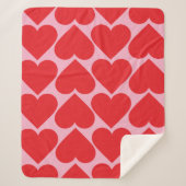 Couverture Sherpa Fancy Romantique Rouge & Coeurs Rose Motif Avec No (Devant)