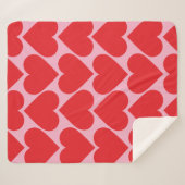 Couverture Sherpa Fancy Romantique Rouge & Coeurs Rose Motif Avec No (Devant (Horizontal))