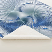 Couverture Sherpa Fantaisie dynamique Abstrait Tons bleus Art fracta (3/4)