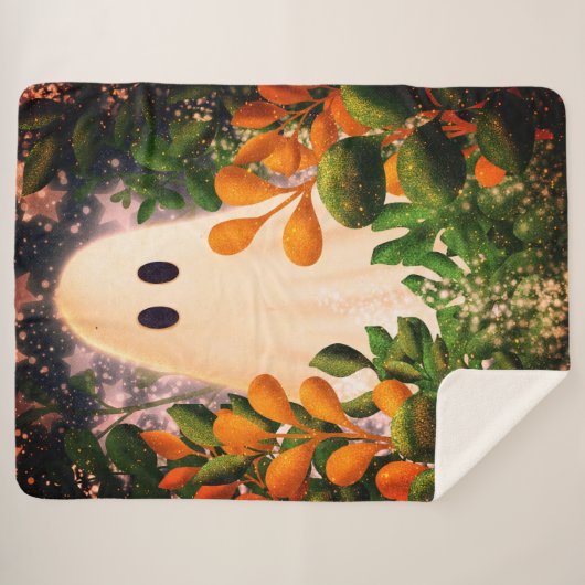 Couverture Sherpa Fantôme avec Plantes (Devant (Horizontal))