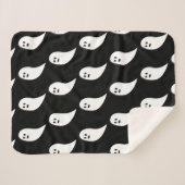 Couverture Sherpa Fantôme Halloween noir blanc mignon motif (Devant (Horizontal))