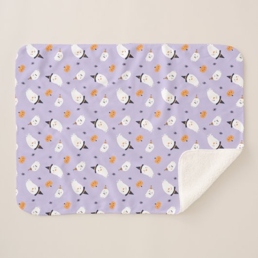 Couverture Sherpa Fantôme mou et Citrouille (Devant (Horizontal))