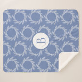 Couverture Sherpa Farmhouse Country White Blé Wires | Monogramme (Devant (Horizontal))