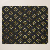 Couverture Sherpa Faux Axe Monogrammé Or – Noir & Or (Devant (Horizontal))