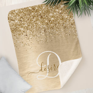 Couverture Sherpa Faux Gold brossé Parties scintillant métallique Im