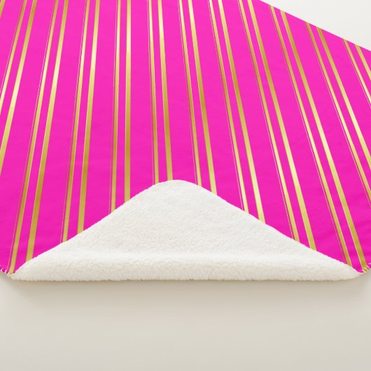 COUVERTURE SHERPA FAUX STRIPES D'OR SUR ROSE (3/4)