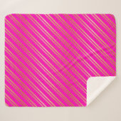 COUVERTURE SHERPA FAUX STRIPES D'OR SUR ROSE (Devant (Horizontal))