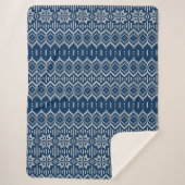 Couverture Sherpa Faux Tricot de laine Motif bleu blanc (Devant)