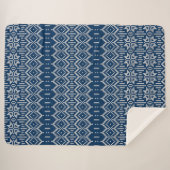 Couverture Sherpa Faux Tricot de laine Motif bleu blanc (Devant (Horizontal))