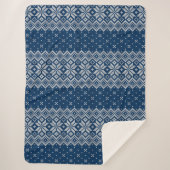Couverture Sherpa Faux Tricot de laine Motif bleu et blanc (Devant)