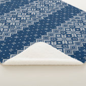 Couverture Sherpa Faux Tricot de laine Motif bleu et blanc (3/4)