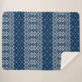 Couverture Sherpa Faux Tricot de laine Motif bleu et blanc (Devant (Horizontal))