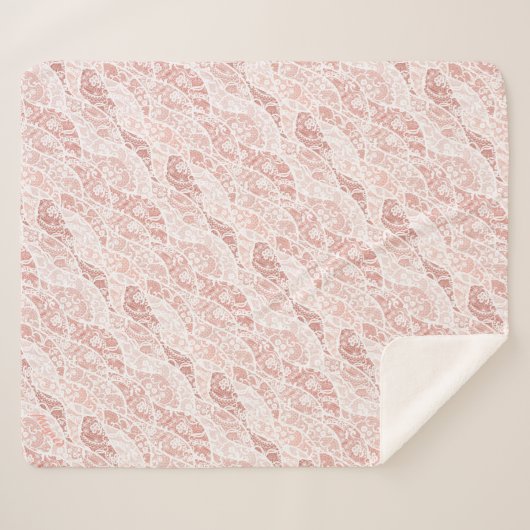 Couverture Sherpa Faux White Lace Floral Fishnet Sherpa Blanket (Devant (Horizontal))