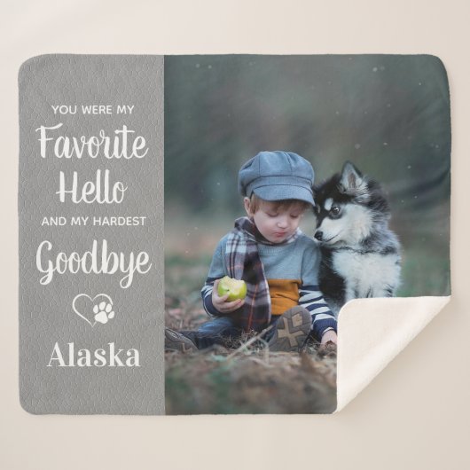 Couverture Sherpa Favori Bonjour Adieu Chien Personnalisé Animal Mem (Devant (Horizontal))