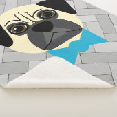 Couverture Sherpa Fawn Pug with bowtie, Herringbone grey (3/4)