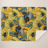 Couverture Sherpa Fée et pavots en jaune (Devant (Horizontal))