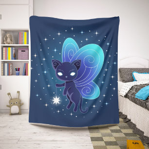 Couverture Sherpa Fée Étoilée Nocturne Pixie Chat