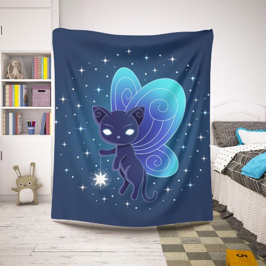 Couverture Sherpa Fée Étoilée Nocturne Pixie Chat