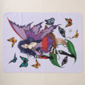 Couverture Sherpa Fée Papillon Fantaisie Violet Capricieuse (Devant (Horizontal))
