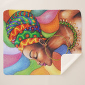 Couverture Sherpa Femme africaine avec cire tissu traditionnel (Devant (Horizontal))