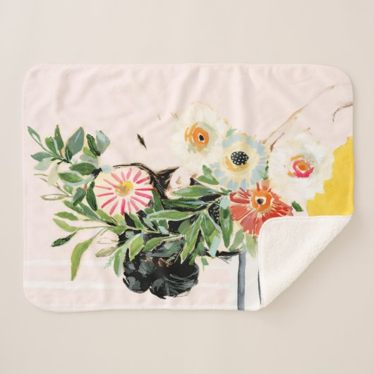 Couverture Sherpa Femme aux fleurs (Devant (Horizontal))