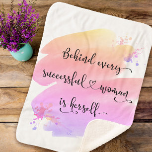 Couverture Sherpa Femme couronnée de succès, Aquarelle rose Ombre