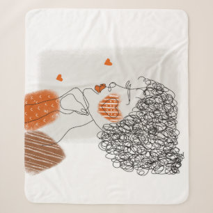 Couverture Sherpa Femme de mode : Lignes noires Graphiques