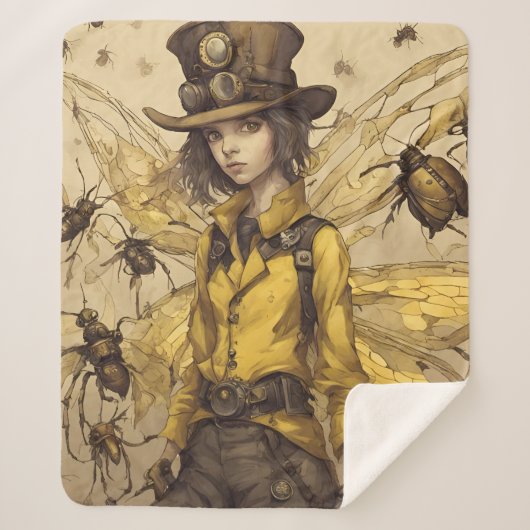 Couverture Sherpa Femme d'insectes Steampunk (Devant)