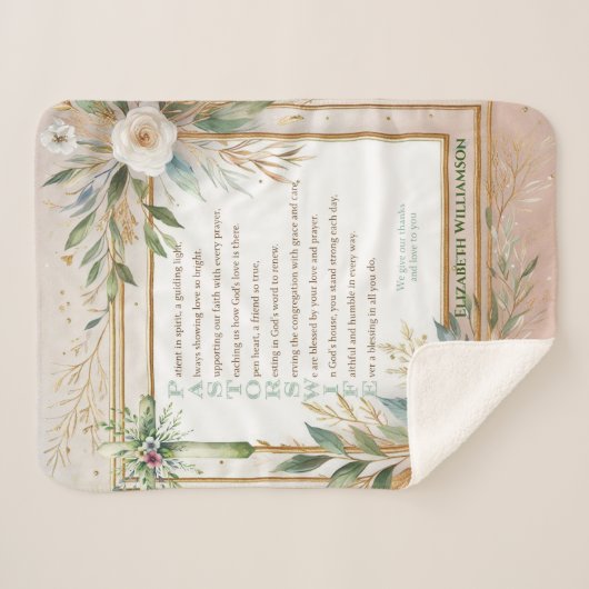 Couverture Sherpa ✝️ Femme du pasteur épouse apprécient Merci cadeau (Devant (Horizontal))