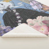 Couverture Sherpa Femme élégante bleue Robe florale fantaisie (3/4)