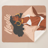 Couverture Sherpa Femme noire, Bikini blanc, Prêt plage (Devant (Horizontal))