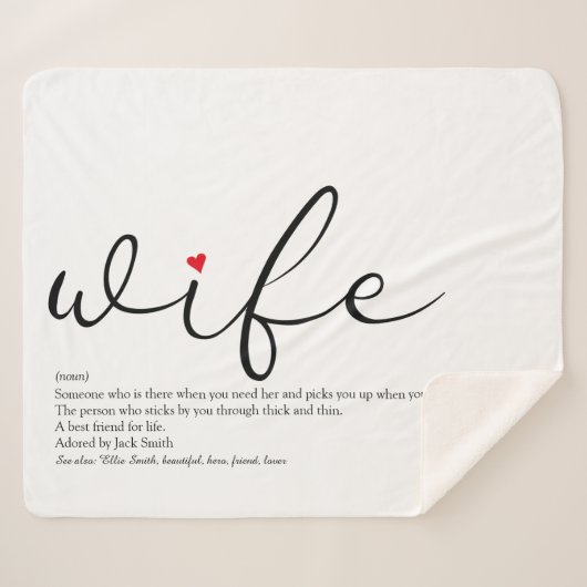 Couverture Sherpa Femme Red Love Heart Élégant Script Personnalisé (Devant (Horizontal))