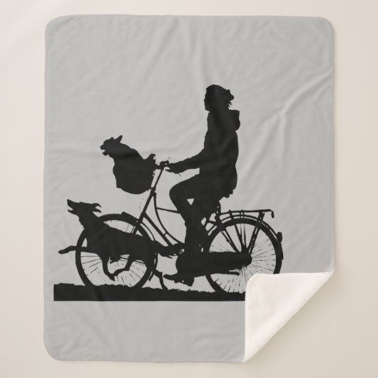 Couverture Sherpa Femme Vélo Fille avec Chiens Fun Vélo Art (Devant)