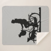 Couverture Sherpa Femme Vélo Fille avec Chiens Fun Vélo Art (Devant (Horizontal))