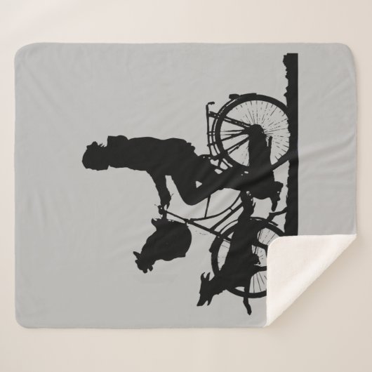 Couverture Sherpa Femme Vélo Fille avec Chiens Fun Vélo Art (Devant (Horizontal))