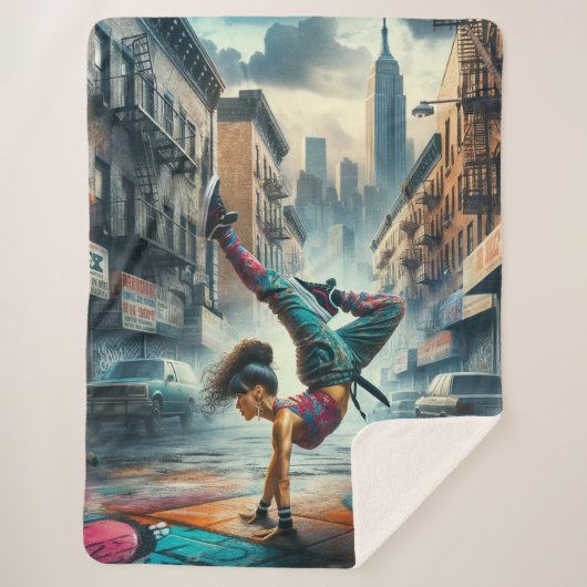 Couverture Sherpa Femmes en action de Breakdancer Silhouette de New (Devant)