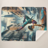 Couverture Sherpa Femmes en action de Breakdancer Silhouette de New (Devant (Horizontal))