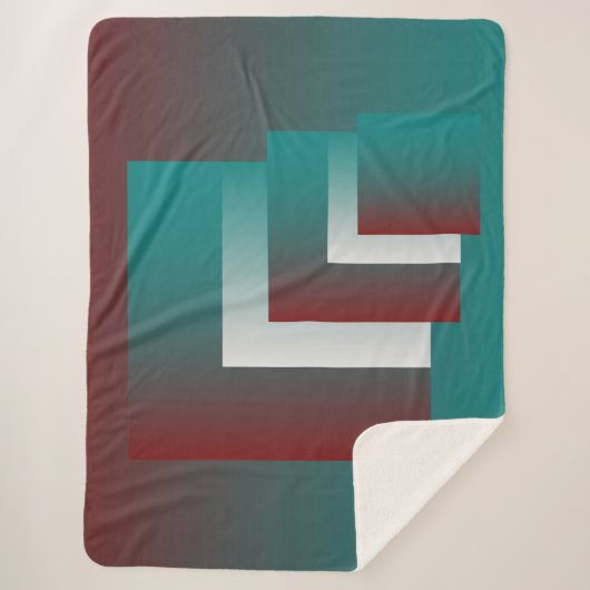 Couverture Sherpa Fenêtres en blanc bordeaux turquoise (Devant)