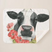 Couverture Sherpa Ferme à pavot - Vache aux fleurs (Devant (Horizontal))