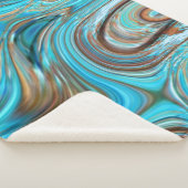 Couverture Sherpa ferme bleu turquoise Tourbillons turquoise à grain (3/4)