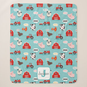 Couverture Sherpa Ferme d'animaux mignons Oink Baa Moo pour enfants