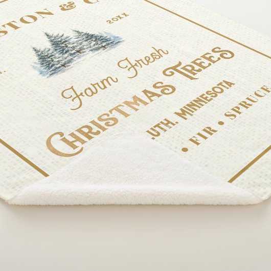 Couverture Sherpa Ferme d'arbre de Noël Rustique Gold Burlap (3/4)
