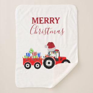 Couverture Sherpa Ferme de camions Red Christmas Truck