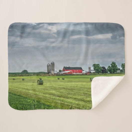 Couverture Sherpa Fermes | Red Barn & Silo au printemps (Devant (Horizontal))