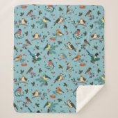 Couverture Sherpa Festif Oiseaux d'hiver Motif de Noël (Devant)