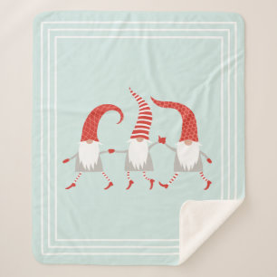 Couverture Sherpa Festif scandinave Noël Gnomes Menthe verte