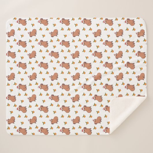 Couverture Sherpa Festive Capybara Noël (Devant (Horizontal))