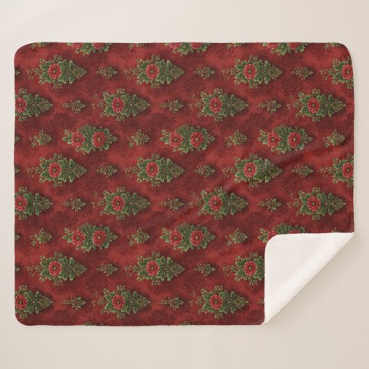 Couverture Sherpa Festive Damask (Devant (Horizontal))