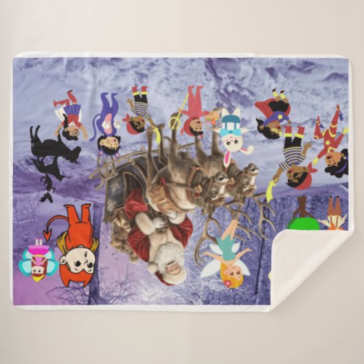 Couverture Sherpa Festive Enchanter Noël neigeux et Père Noël (Devant (Horizontal))