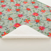 Couverture Sherpa Festive Rouge Poinsettia Noël Floral (3/4)